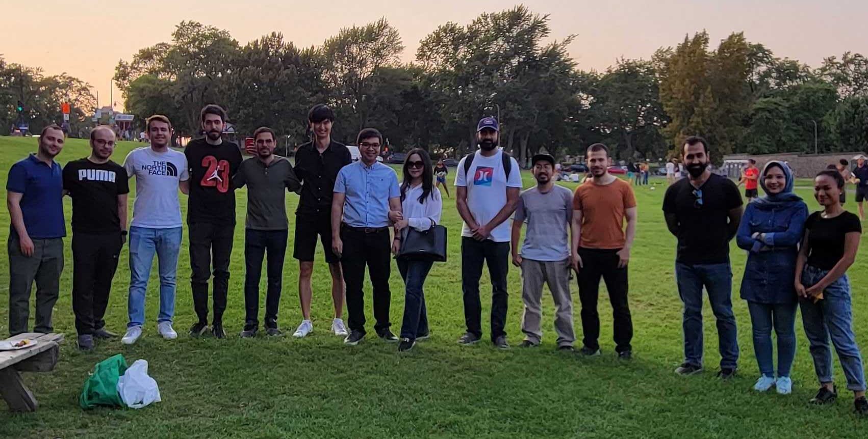 MML group BBQ Summer 2022. From left to right: Hamidreza, Mohammad, Khalil, Erfan, Samir, Minghan, Prof. Sasmito, Mrs. Sasmito, Azlan, Rasyid, Ahmad, Saad, Fatemeh, Ika.